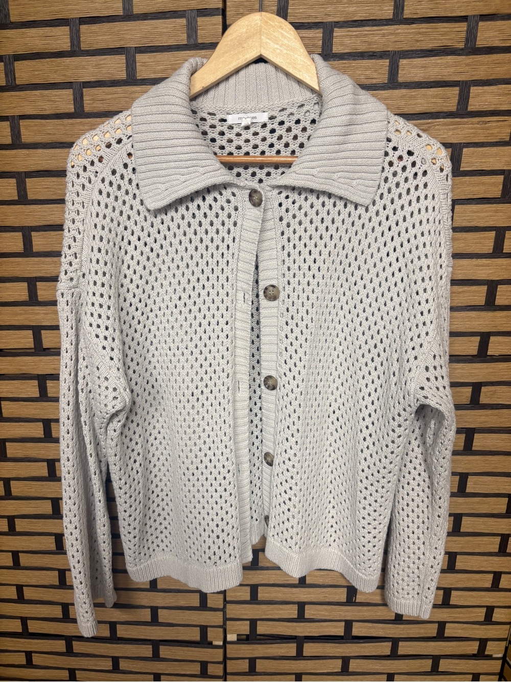 Maurices cream open knit button up cardigan size 1X